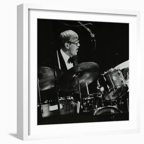 Ted Heath Band Drummer Jack Parnell Playing at the Forum Theatre, Hatfield, Hertfordshire, 1983-Denis Williams-Framed Photographic Print