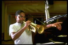 Trumpeter Wynton Marsalis Playing His Instrument, at Recording Session-Ted Thai-Photographic Print