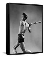 Ted Williams Showing Off His Powerful Swing-Gjon Mili-Framed Stretched Canvas