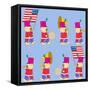 Teddies Soldiers_Soft Blue BG-Miguel Balbás-Framed Stretched Canvas