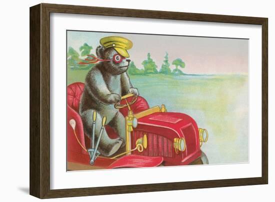 Teddy Bear Driving Fire Engine-null-Framed Art Print