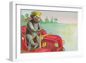 Teddy Bear Driving Fire Engine-null-Framed Art Print