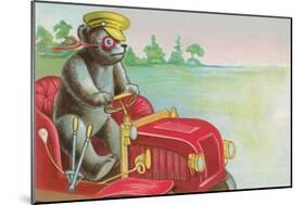 Teddy Bear Driving Fire Engine-null-Mounted Art Print