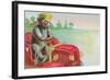 Teddy Bear Driving Fire Engine-null-Framed Art Print