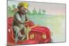 Teddy Bear Driving Fire Engine-null-Mounted Art Print