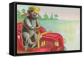 Teddy Bear Driving Fire Engine-null-Framed Stretched Canvas