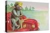 Teddy Bear Driving Fire Engine-null-Stretched Canvas