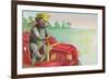 Teddy Bear Driving Fire Engine-null-Framed Premium Giclee Print