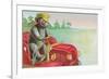 Teddy Bear Driving Fire Engine-null-Framed Art Print