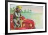 Teddy Bear Driving Fire Engine-null-Framed Art Print