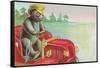 Teddy Bear Driving Fire Engine-null-Framed Stretched Canvas