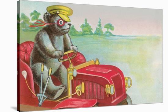 Teddy Bear Driving Fire Engine-null-Stretched Canvas