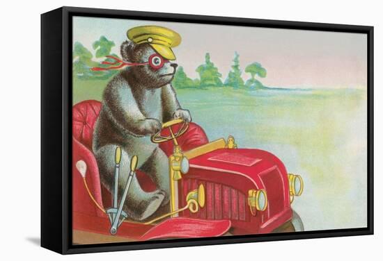 Teddy Bear Driving Fire Engine-null-Framed Stretched Canvas