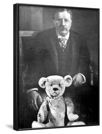 'Teddy Bear Placed Before the Formal Portrait of Pres. Theodore Roosevelt' Photographic Print
