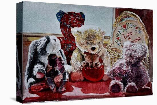 Teddy Bears and Rabbit,2010 (watercolor);,-Anthony Butera-Stretched Canvas