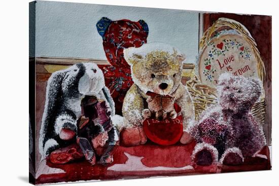 Teddy Bears and Rabbit,2010 (watercolor);,-Anthony Butera-Stretched Canvas