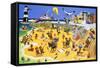 Teddy Bears on the Beach-English School-Framed Stretched Canvas