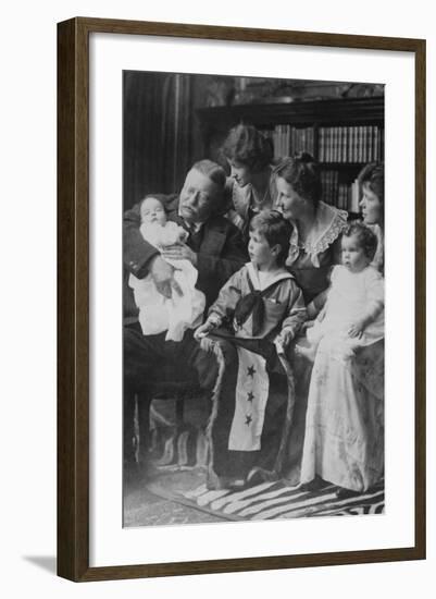 Teddy Roosevelt Holds a Baby in His Arms in a Family Portrait-null-Framed Art Print