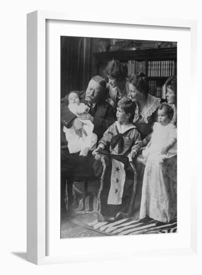 Teddy Roosevelt Holds a Baby in His Arms in a Family Portrait-null-Framed Art Print