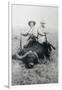 Teddy Roosevelt Sitting on Dead Water Buffalo with Rifle-null-Framed Premium Photographic Print