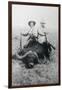 Teddy Roosevelt Sitting on Dead Water Buffalo with Rifle-null-Framed Premium Photographic Print