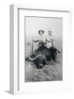 Teddy Roosevelt Sitting on Dead Water Buffalo with Rifle-null-Framed Photographic Print