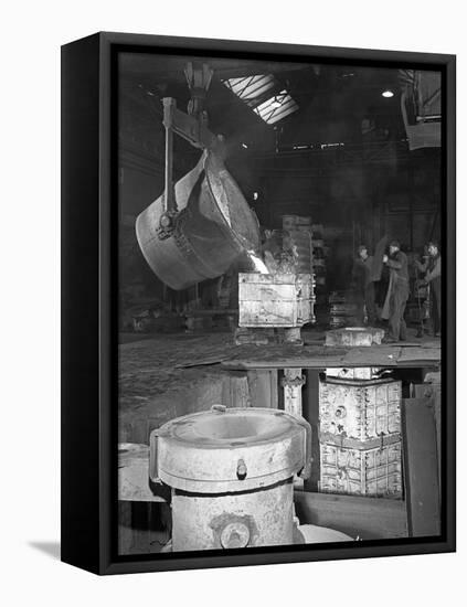 Teeming Iron at Wombwell Foundry, South Yorkshire, 1963-Michael Walters-Framed Stretched Canvas