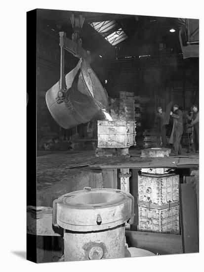 Teeming Iron at Wombwell Foundry, South Yorkshire, 1963-Michael Walters-Stretched Canvas