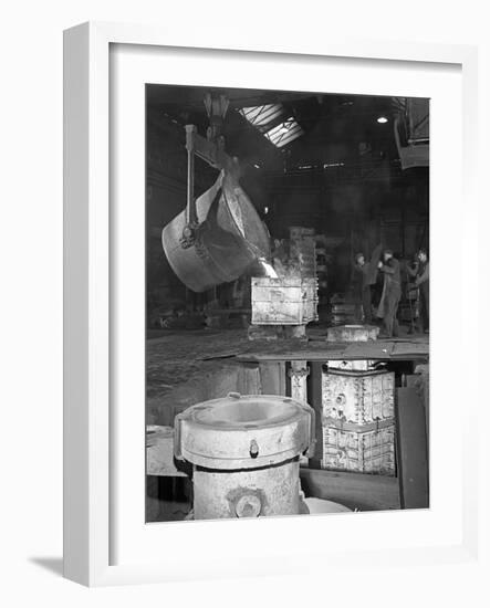 Teeming Iron at Wombwell Foundry, South Yorkshire, 1963-Michael Walters-Framed Photographic Print