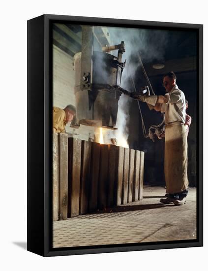 Teeming Iron into Ingots, J Beardshaw and Sons, Sheffield, South Yorkshire, 1963-Michael Walters-Framed Stretched Canvas