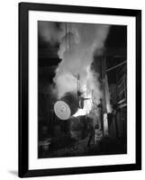 Teeming (Pouring) Molten Iron at Edgar Allens Steel Foundry, Sheffield, South Yorkshire, 1964-Michael Walters-Framed Photographic Print