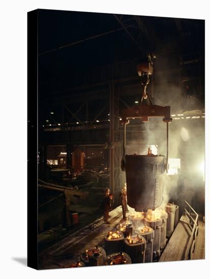 Teeming (Pouring) Molten Iron, Brown Bayley Steels, Sheffield, South Yorkshire, 1968-Michael Walters-Stretched Canvas