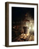 Teeming (Pouring) Molten Iron, Brown Bayley Steels, Sheffield, South Yorkshire, 1968-Michael Walters-Framed Photographic Print