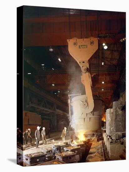 Teeming (Pouring) Steel Ingots, Park Gate Iron and Steel Co, Rotherham, South Yorkshire, 1964-Michael Walters-Stretched Canvas