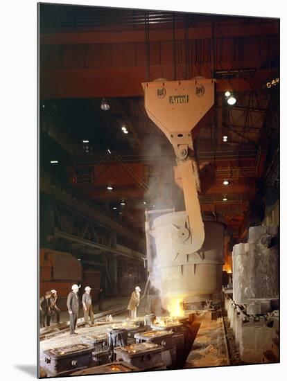 Teeming (Pouring) Steel Ingots, Park Gate Iron and Steel Co, Rotherham, South Yorkshire, 1964-Michael Walters-Mounted Photographic Print