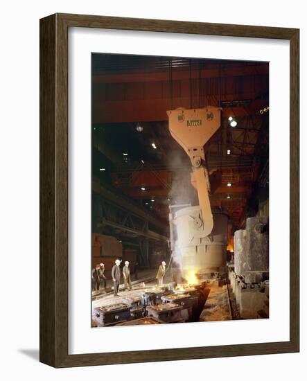 Teeming (Pouring) Steel Ingots, Park Gate Iron and Steel Co, Rotherham, South Yorkshire, 1964-Michael Walters-Framed Photographic Print