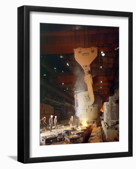 Teeming (Pouring) Steel Ingots, Park Gate Iron and Steel Co, Rotherham, South Yorkshire, 1964-Michael Walters-Framed Photographic Print