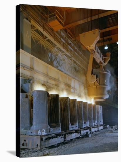 Teeming (Pouring) Steel Ingots, Park Gate Iron and Steel Co, Rotherham, South Yorkshire, 1965-Michael Walters-Stretched Canvas