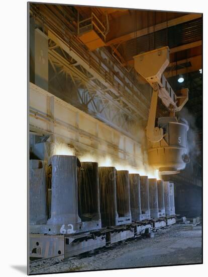 Teeming (Pouring) Steel Ingots, Park Gate Iron and Steel Co, Rotherham, South Yorkshire, 1965-Michael Walters-Mounted Photographic Print