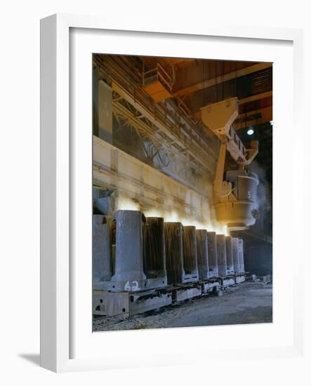 Teeming (Pouring) Steel Ingots, Park Gate Iron and Steel Co, Rotherham, South Yorkshire, 1965-Michael Walters-Framed Photographic Print