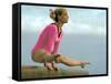Teen Gymnast Cathy Rigby Performing on Balance Beam-John Dominis-Framed Stretched Canvas