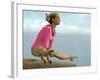 Teen Gymnast Cathy Rigby Performing on Balance Beam-John Dominis-Framed Premium Photographic Print