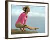 Teen Gymnast Cathy Rigby Performing on Balance Beam-John Dominis-Framed Premium Photographic Print