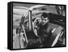 Teen Heartthrob Actor/Singer Frankie Avalon in Driver's Seat of His 1958 Pontiac Convertible-Peter Stackpole-Framed Stretched Canvas