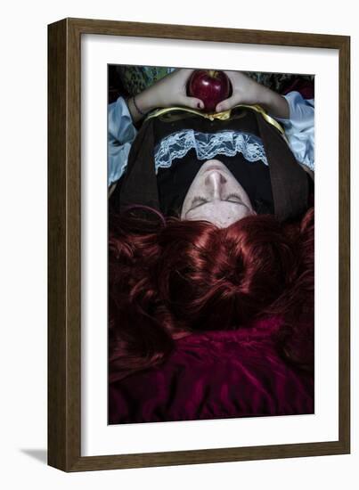 Teen with a Red Apple Lying, Tale Scene Romantic-outsiderzone-Framed Photographic Print