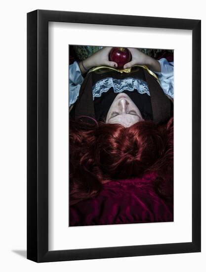 Teen with a Red Apple Lying, Tale Scene Romantic-outsiderzone-Framed Photographic Print
