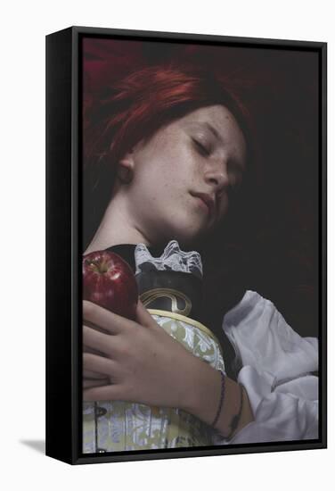 Teen with a Red Apple Lying, Tale Scene-outsiderzone-Framed Stretched Canvas