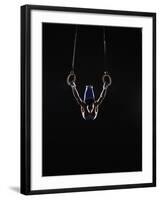 Teenage (16-17) Male Gymnast Practicing on Rings against Black Background-Thomas Barwick-Framed Photographic Print