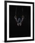 Teenage (16-17) Male Gymnast Practicing on Rings against Black Background-Thomas Barwick-Framed Photographic Print