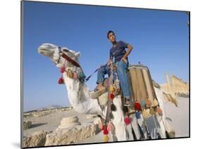 Teenage Boy on Camel in Front of the Great Colonnade, Palmyra, Syria, Middle East-Alison Wright-Mounted Photographic Print
